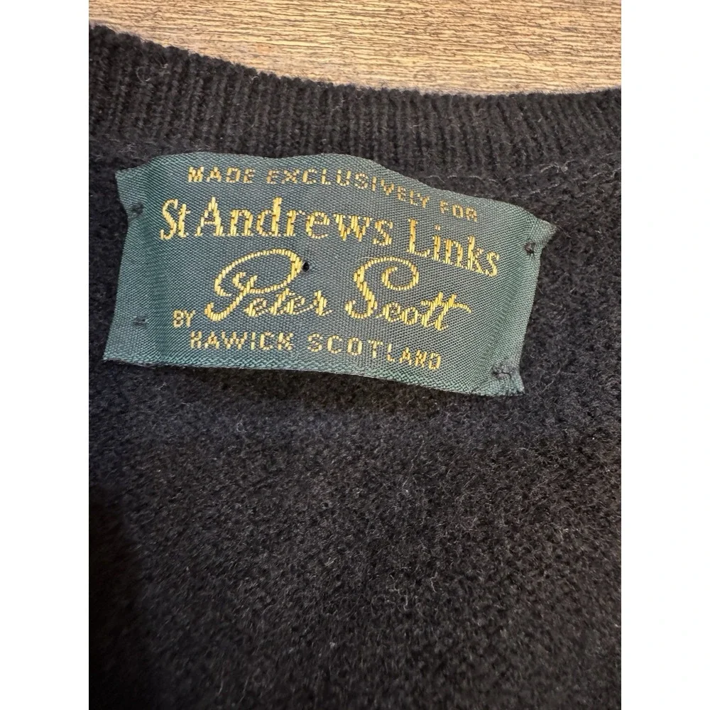 Peter Scott Sweater Pure New Wool Scotland Old Course St. Andrew's Argyle V Neck